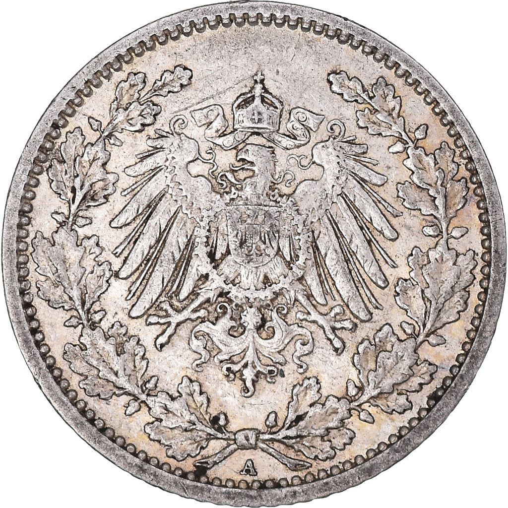 German Empire 1/2 Mark Coin | Deutsches Reich | Wilhelm II | Type 2 | KM17 | 1905 - 1919