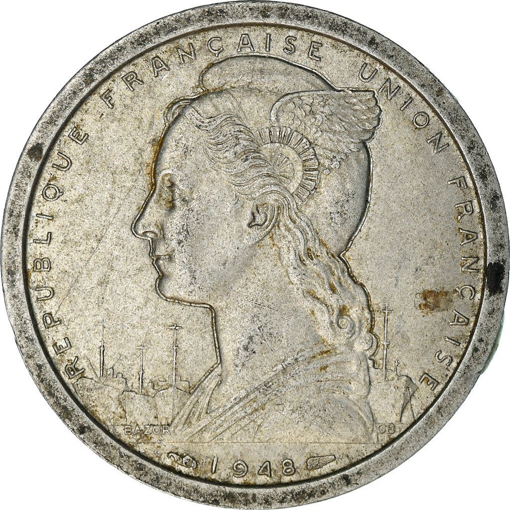 Madagaskaras | 2 frankų moneta | Marijana | Zebuas | Km:4 | 1948