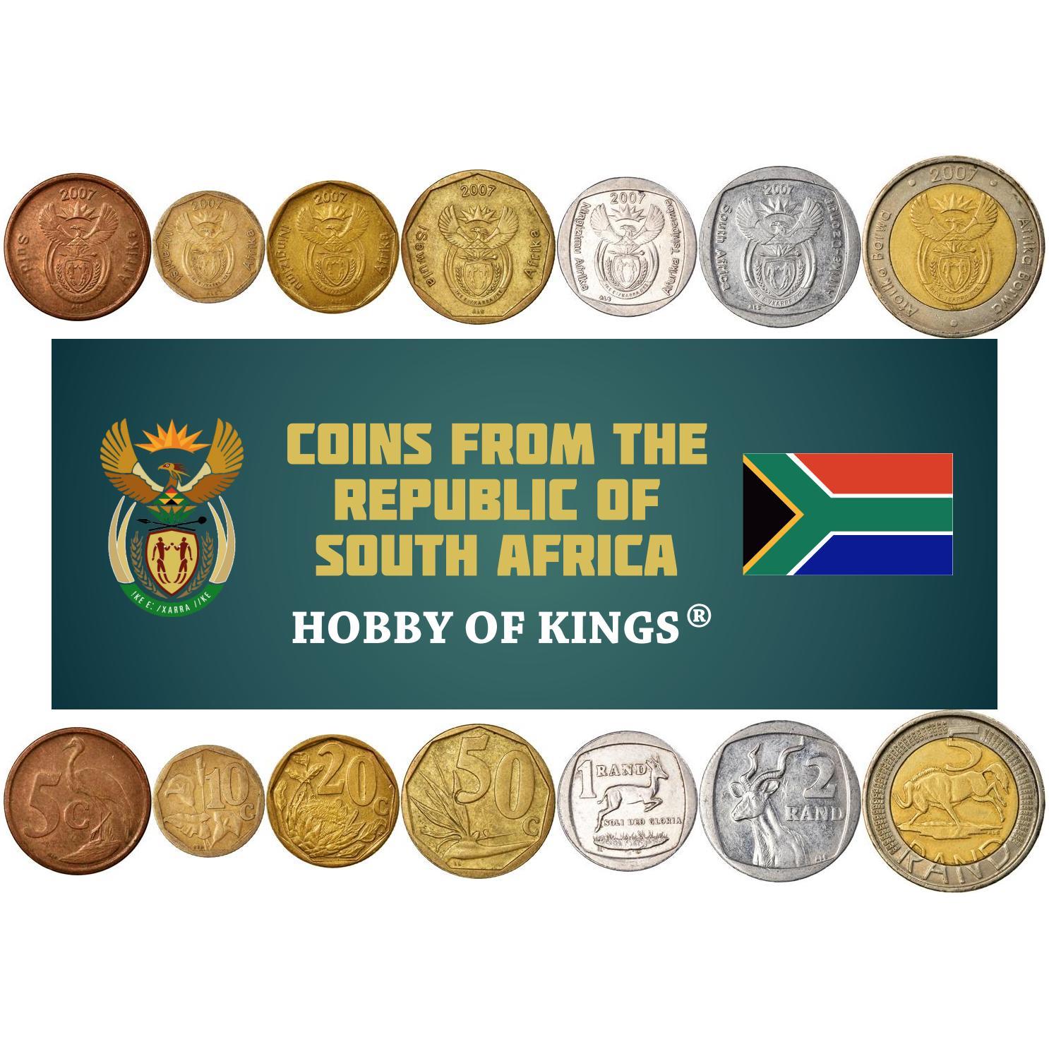 South Africa 7 Coin Set | 5 10 20 50 Cents 1 2 5 Rand | 2007