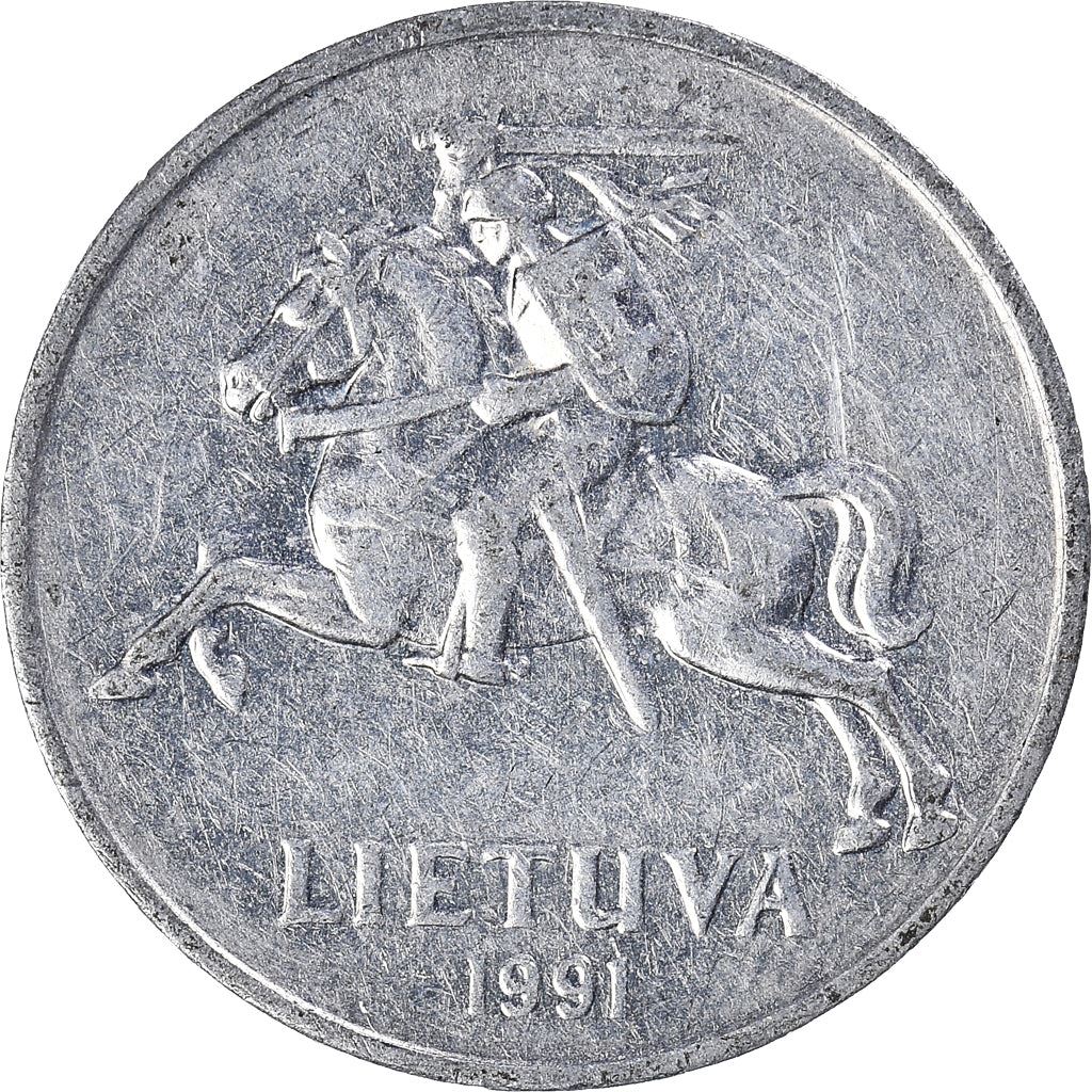 Lithuania | 2 Centai Coin | Aluminium | Horse or equine | KM:86 | 1991