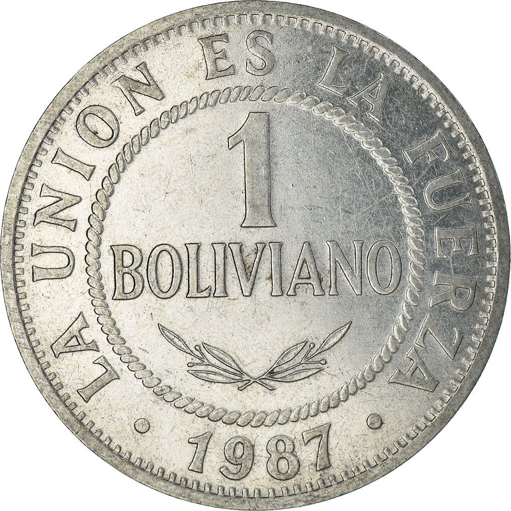 Bolivia | 1 Boliviano Coin | Stainless steel | Coat of Arms | KM:205 | 1987-2008