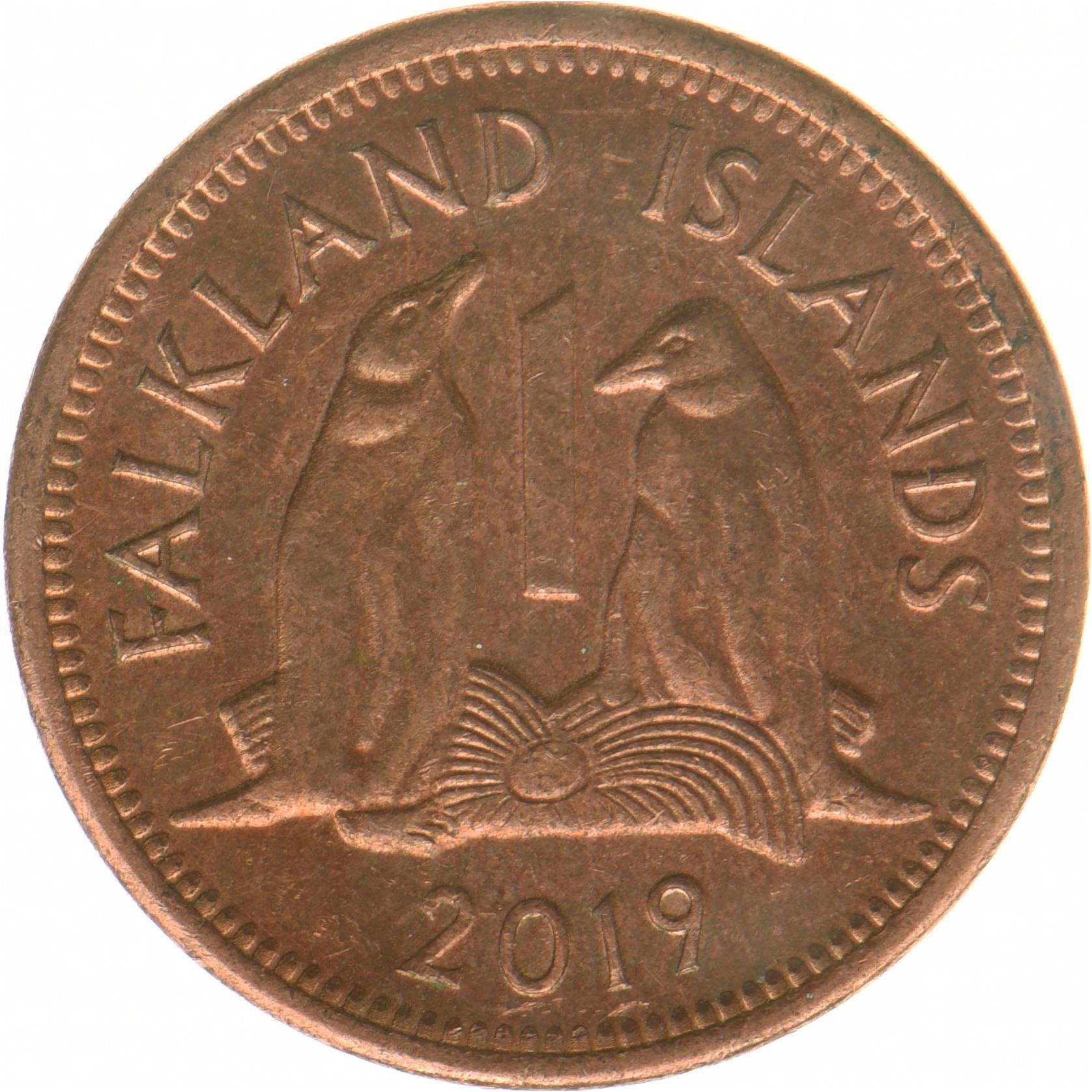 Falkland Islands | 1 Penny Coin | Gentoo Penguins | KM:199 | 2019