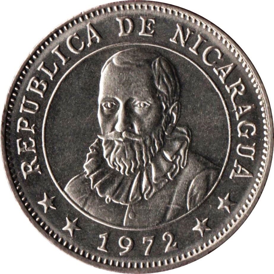 Nicaragua | 10 Centavos Coin | Explorer | Sun | Volcanos | Km:17.2A | 1972