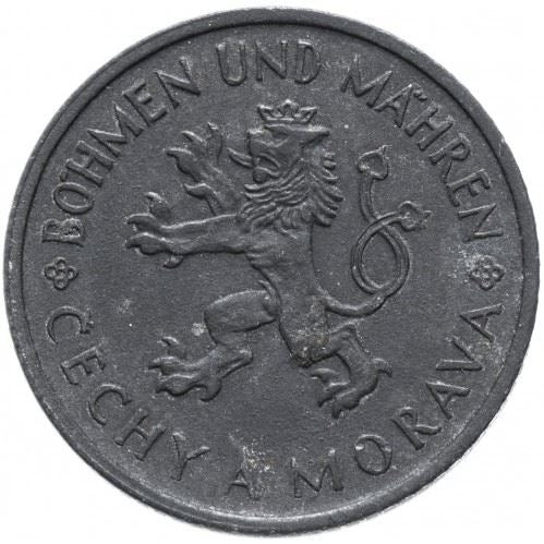 Bohemia and Moravia 1 Koruna Coin | Lion | Linden Branch | 1941 - 1944