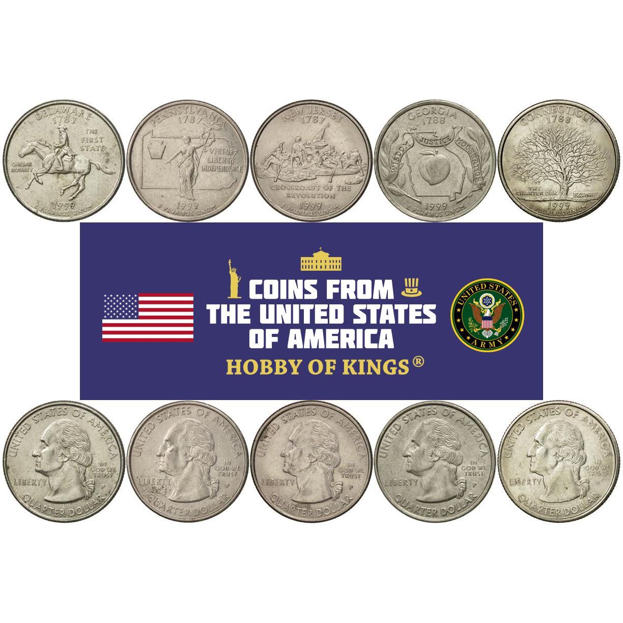 United States | 5 Coin Set | 1/4 Dollar | 1999