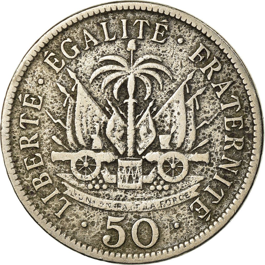 Haiti | 50 Centimes Coin | General Pierre Nord-Alexis | Cannon | Km:56 | 1907 - 1908