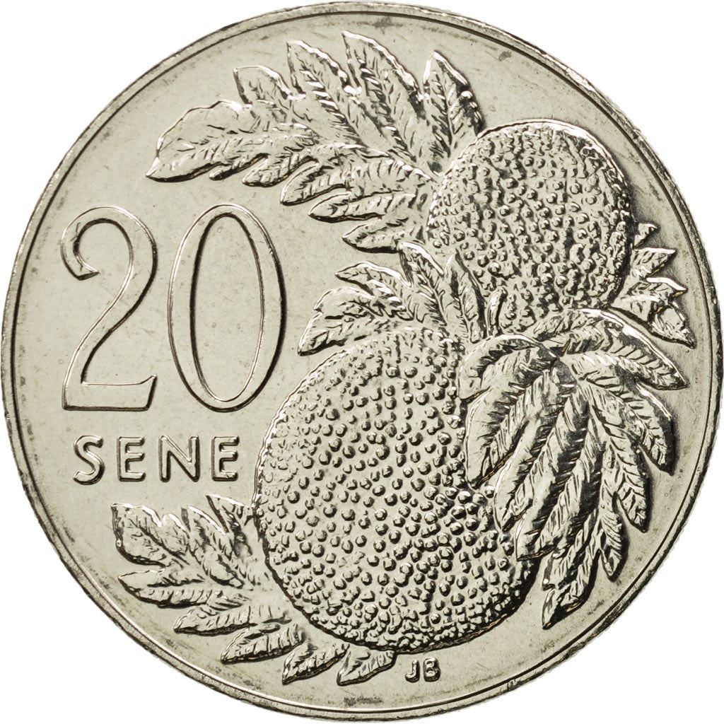 Samoa | 20 Sene Coin | Malietoa Tanumafili II | Bread Fruit | Km:16 | 1974 - 2000
