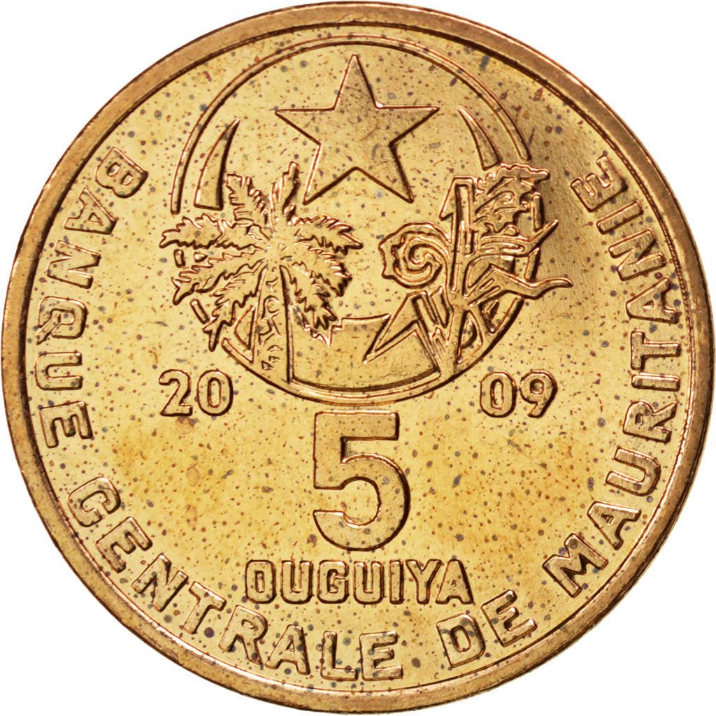 Mauritania | 5 Ouguiya Coin | Coat of Arms | Km:3A | 2009 - 2012