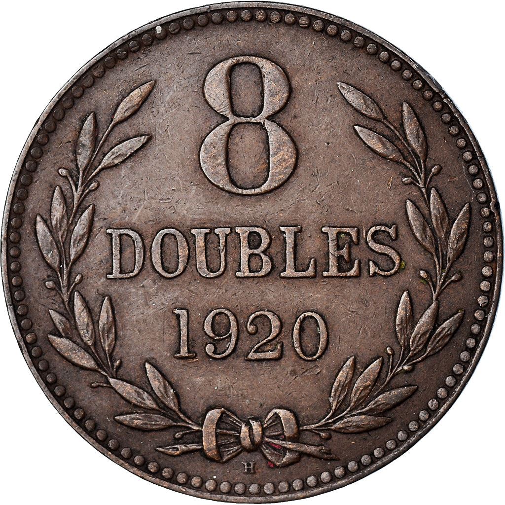 Guernsey 8 Doubles Coin | Coat of Arms | KM14 | 1914 - 1949