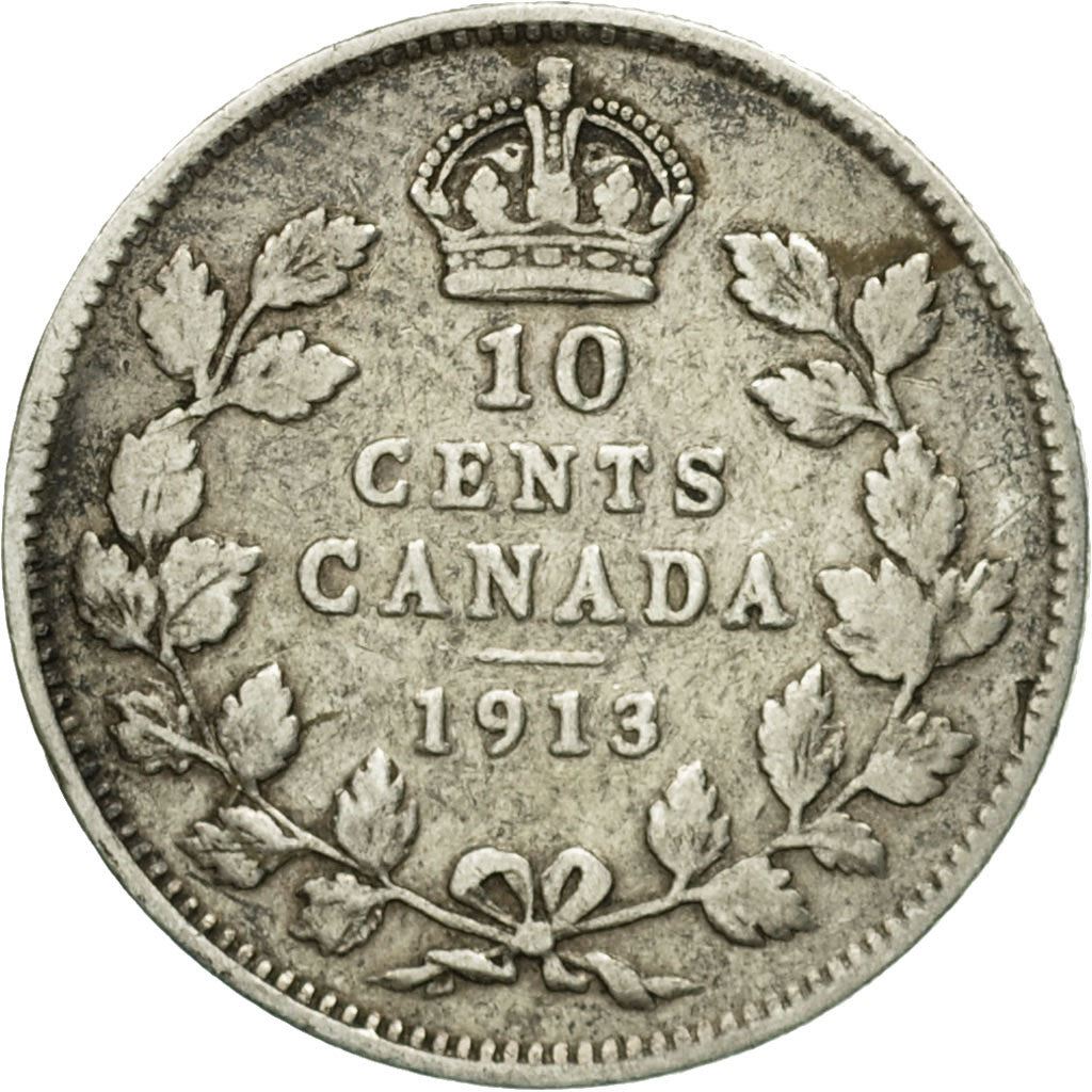 Canada | 10 Cents Coin | Silver | Crown | Wreath | KM:23 | 1912-1919