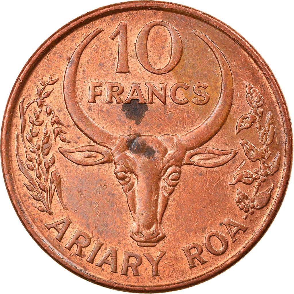 Madagaskaras | 10 frankų / 2 ariariai moneta | Vanilė | Zebuas | Km:22 | 1996