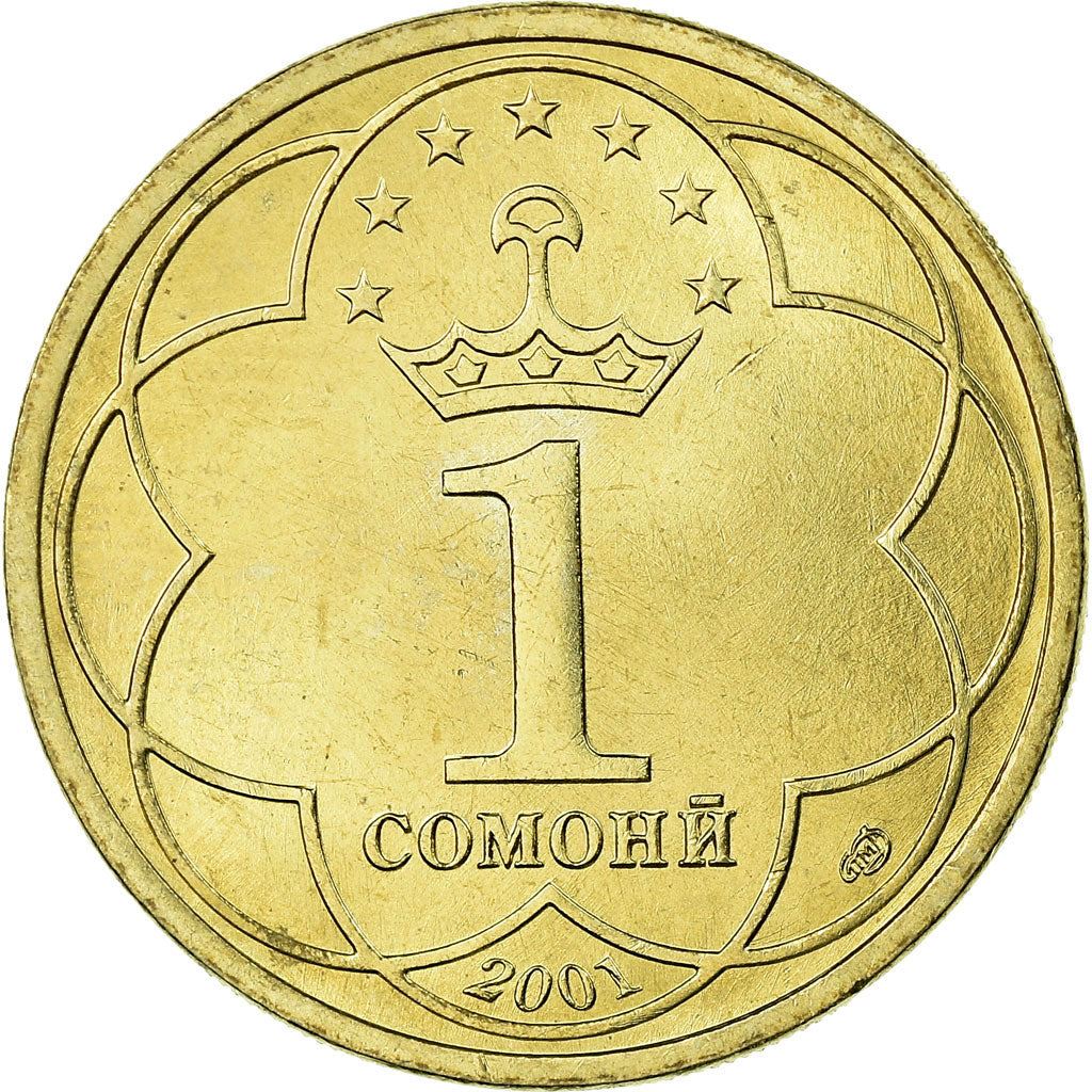 Tajikistan | 1 Somoni Coin | Ismail Samani | Crown | Stars | Km:7 | 2001