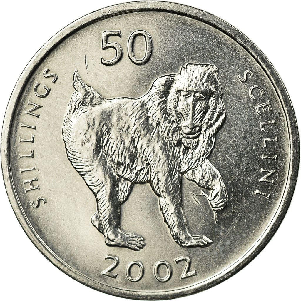 Somalia | 50 Shillings Coin | Mandrill Monkey | Km:111 | 2002