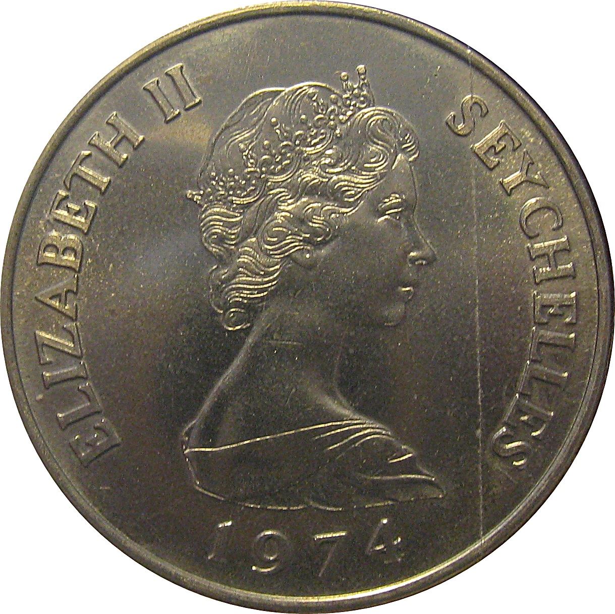 Seychelles 10 Rupees Coin | Elizabeth II | Chelonia mydas | Turtle | KM20 | 1974