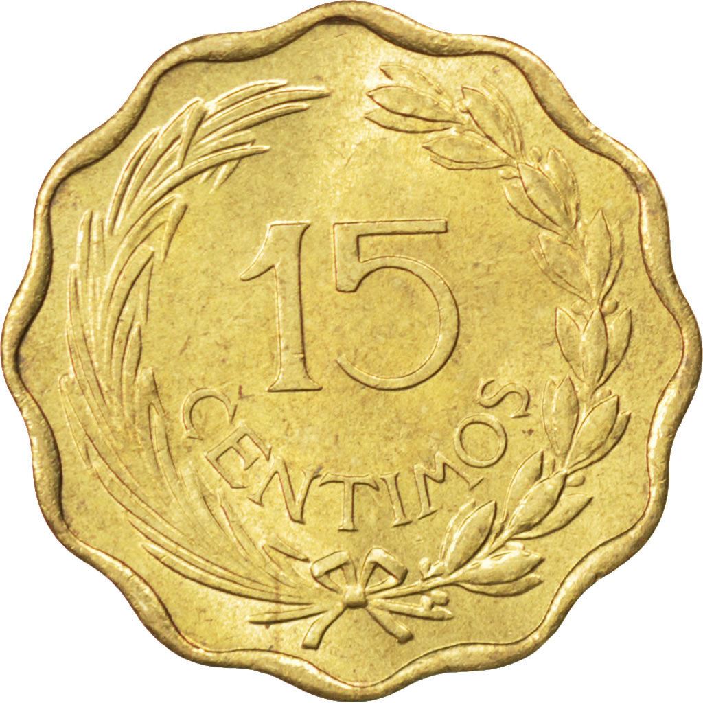 Paraguay | 15 Centimos Coin | Nickel brass | Coat of Arms | Wreath | Cat or feline | Phrygian cap | KM:26 | 1953