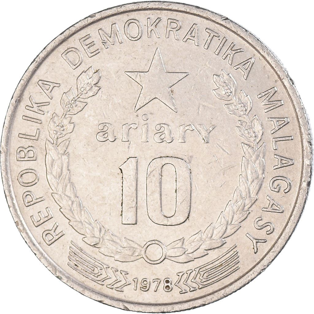 Madagaskaras | 10 Ariarių moneta | Žvaigždė | Darbininkas | Durpės | Km:13 | 1978