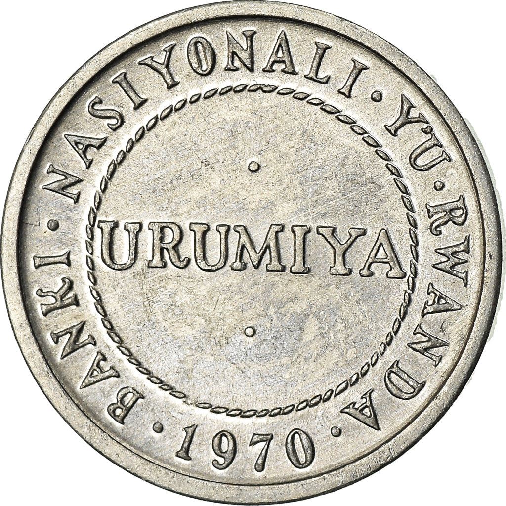 Rwanda | 1/2 Franc Coin | Stylized Plants | Km:9 | 1970