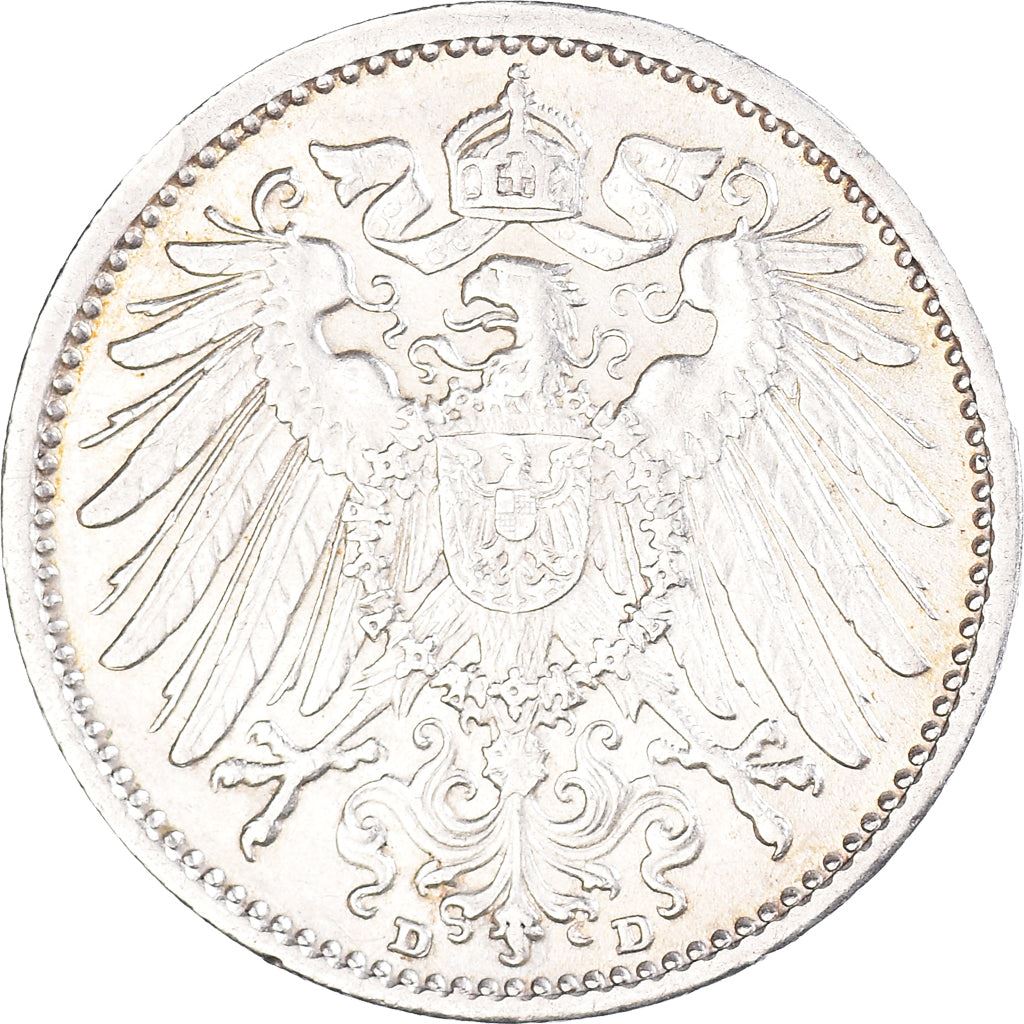 German Empire 1 Mark Coin | Deutsches Reich | Wilhelm II | Type 2 - Small Shield | KM14 | 1891 - 1916