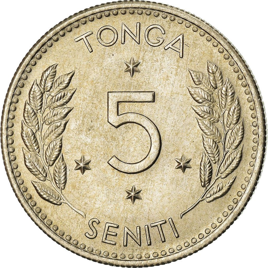 Tonga | 5 Seniti Coin | King Topou IV | Branch | Km:29 | 1968 - 1974