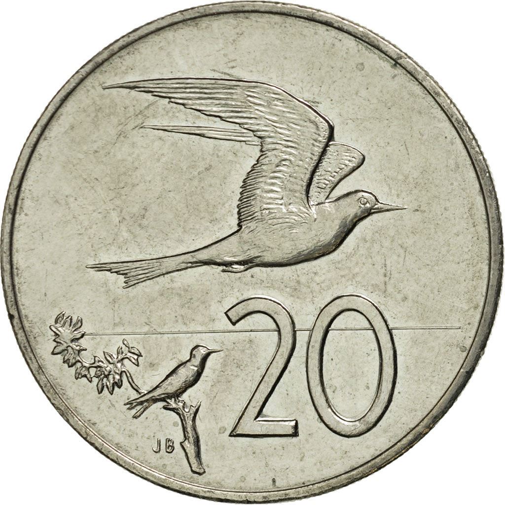 Cook Islands | 20 Cents Coin | Elizabeth II | Fairy Tern Bird | Km:35 | 1987 - 1994