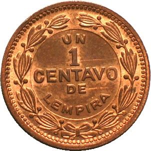 Honduras 1 Centavo Coin | Pyramid | Wreath | KM77a | 1974 - 1998