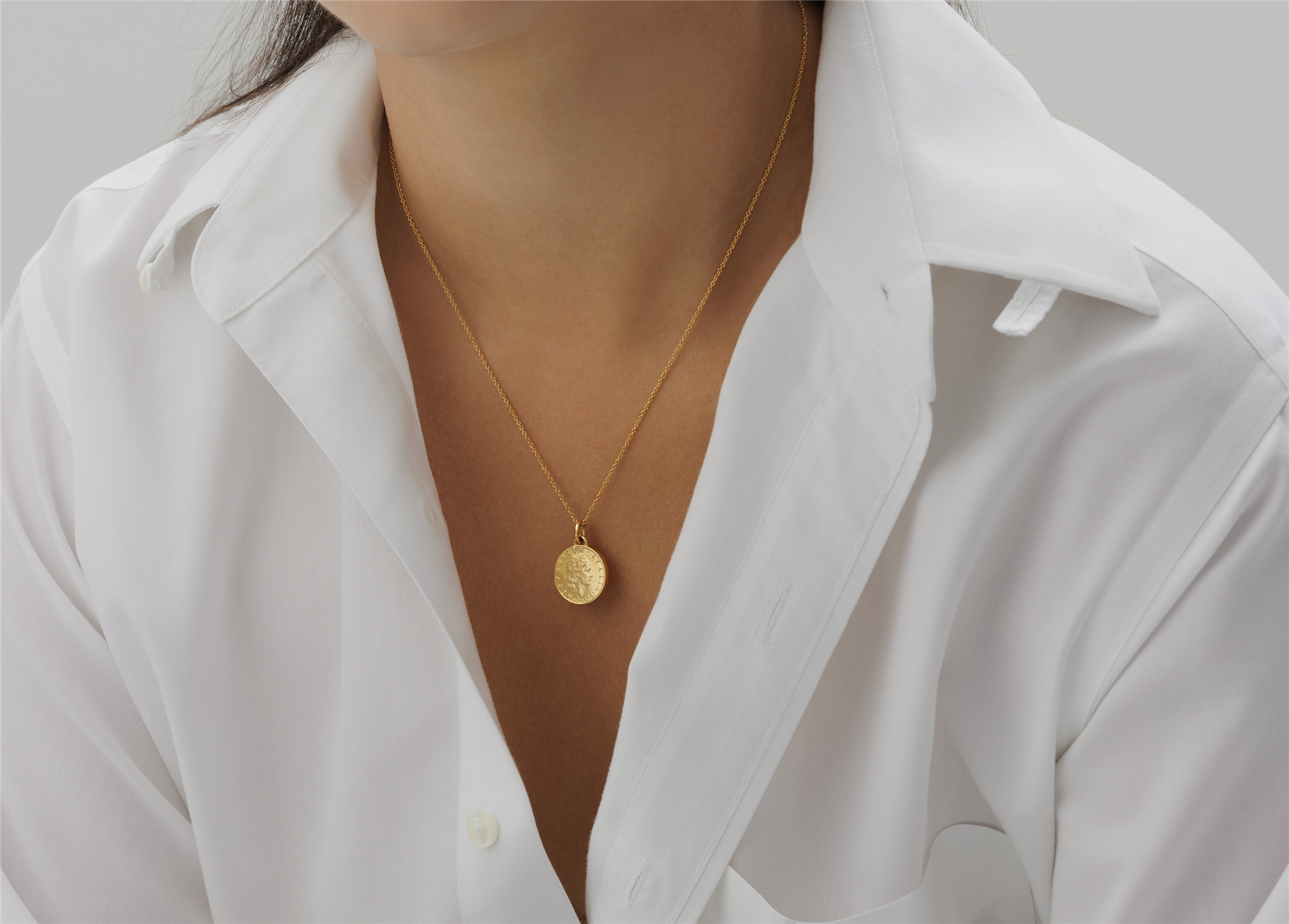 Italian Coin Necklace | Medallion Pendant Jewelry | 18K Gold Plated 50 Lira | 1990 - 1995