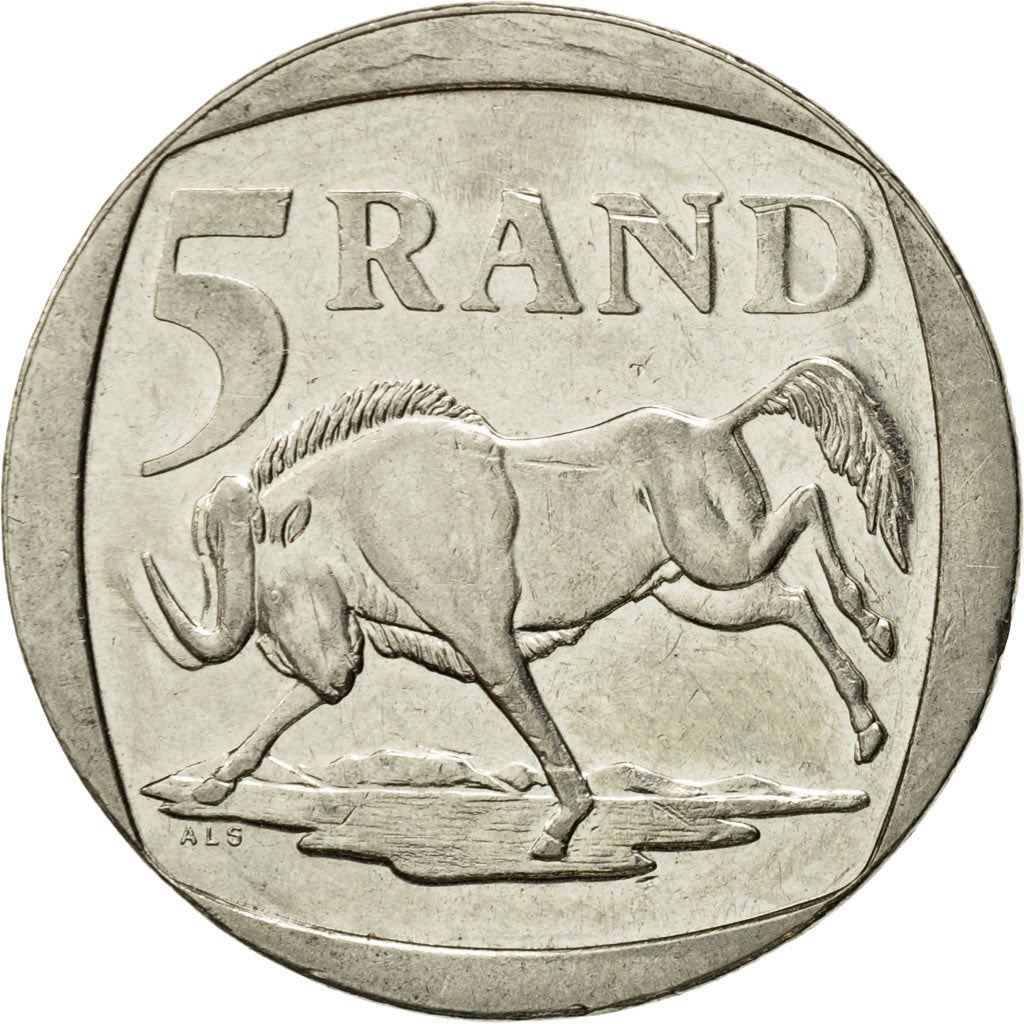 南アフリカ | 5ランド硬貨 | 動物 | ヌー | Km:166 | 1996年 - 2000年