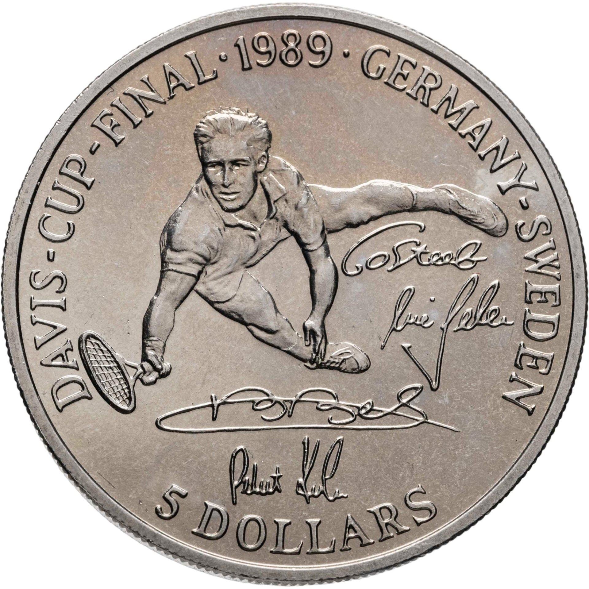 Niue | 5 Dollars Coin | Davis Cup | Km:24 | 1989