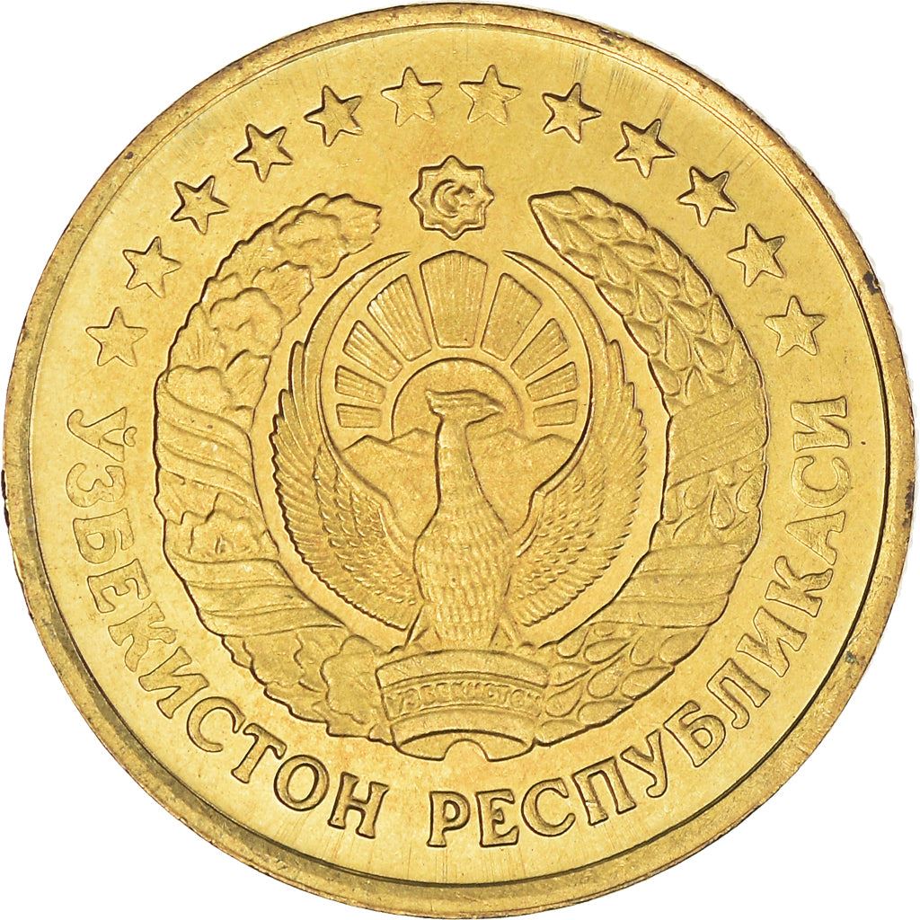 Uzbekistan | 5 Tiyin Coin | Stars | Cotton | Wheat | Sun | Huma Bird | Km:3 | 1994