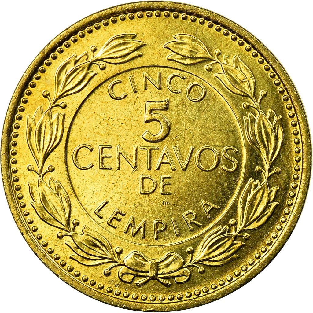 Honduras | 5 Centavos Coin | Brass | Wreath | Coat of Arms | Km:72.4 | 1995 - 2007