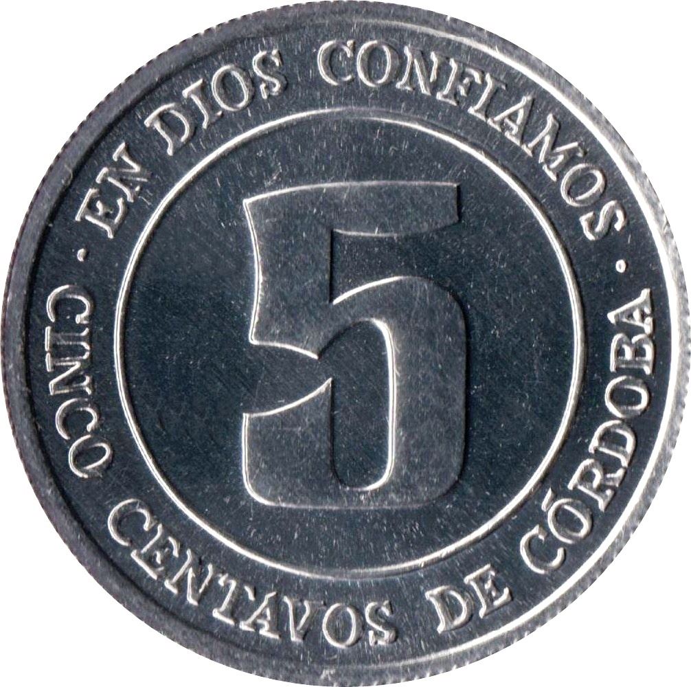 Nicaragua Coin Nicaraguan 5 Centavos Coin | FAO | KM28 | 1974
