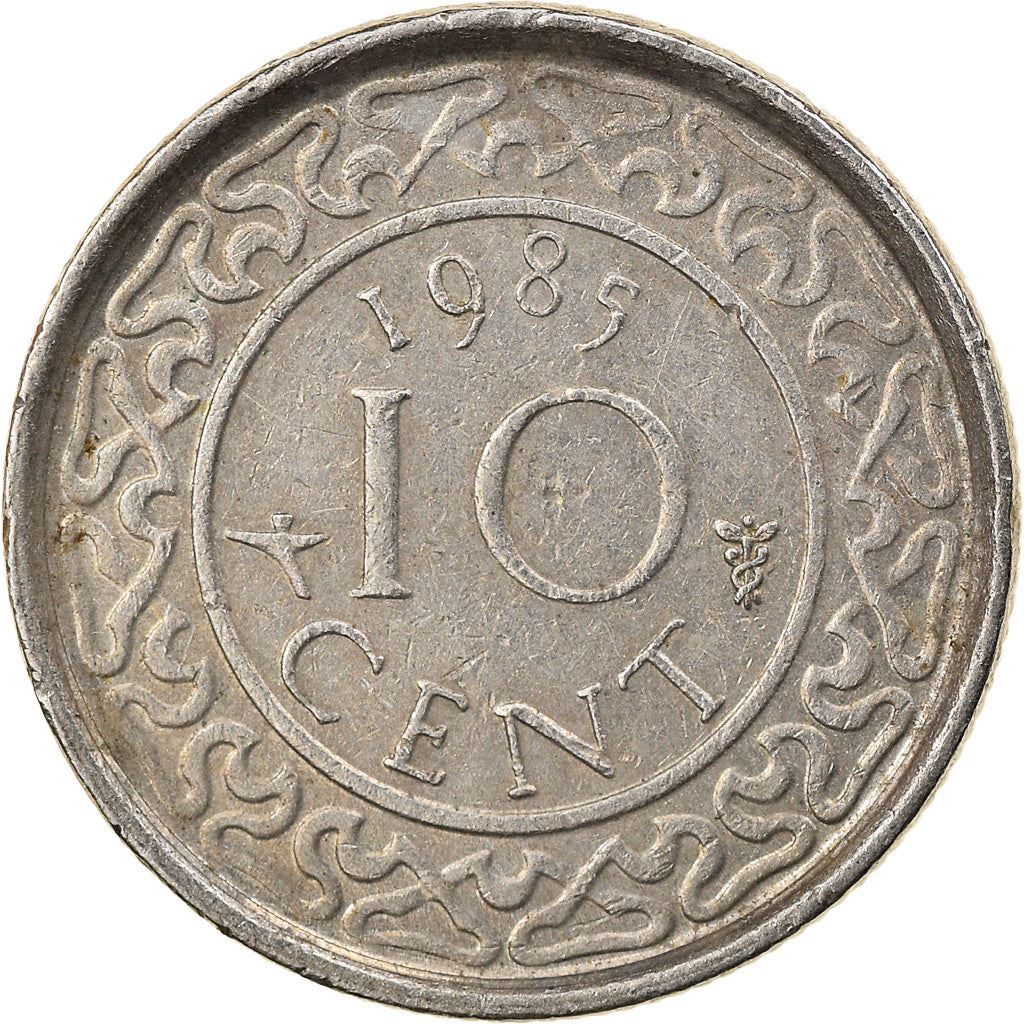 Suriname | 10 Cents Coin | Natives | Wreath | Km:13 | 1962 - 1986