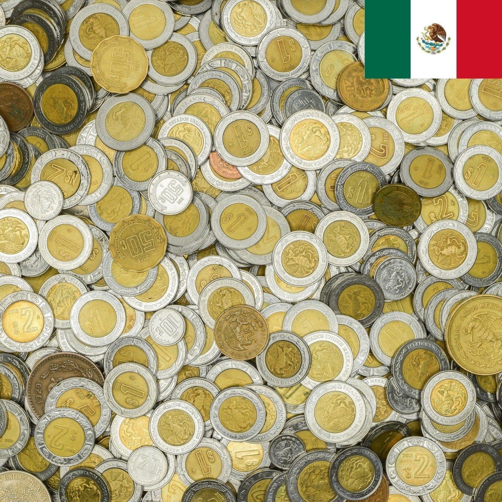 Mexico 10 Mixed Coins | Up to 10 Pesos in Denomination | Eagle and Snake | 1970 - 2018