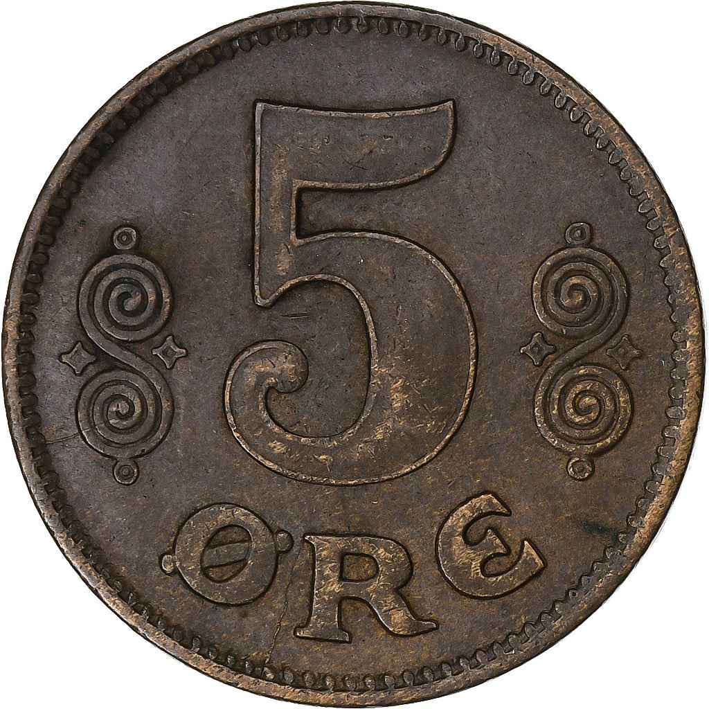 Denmark | 5 Ore Coin | Monogram | Km:814 | 1913 - 1923