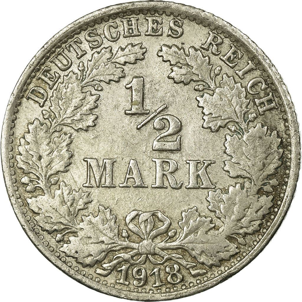 German Empire 1/2 Mark Coin | Deutsches Reich | Wilhelm II | Type 2 | KM17 | 1905 - 1919