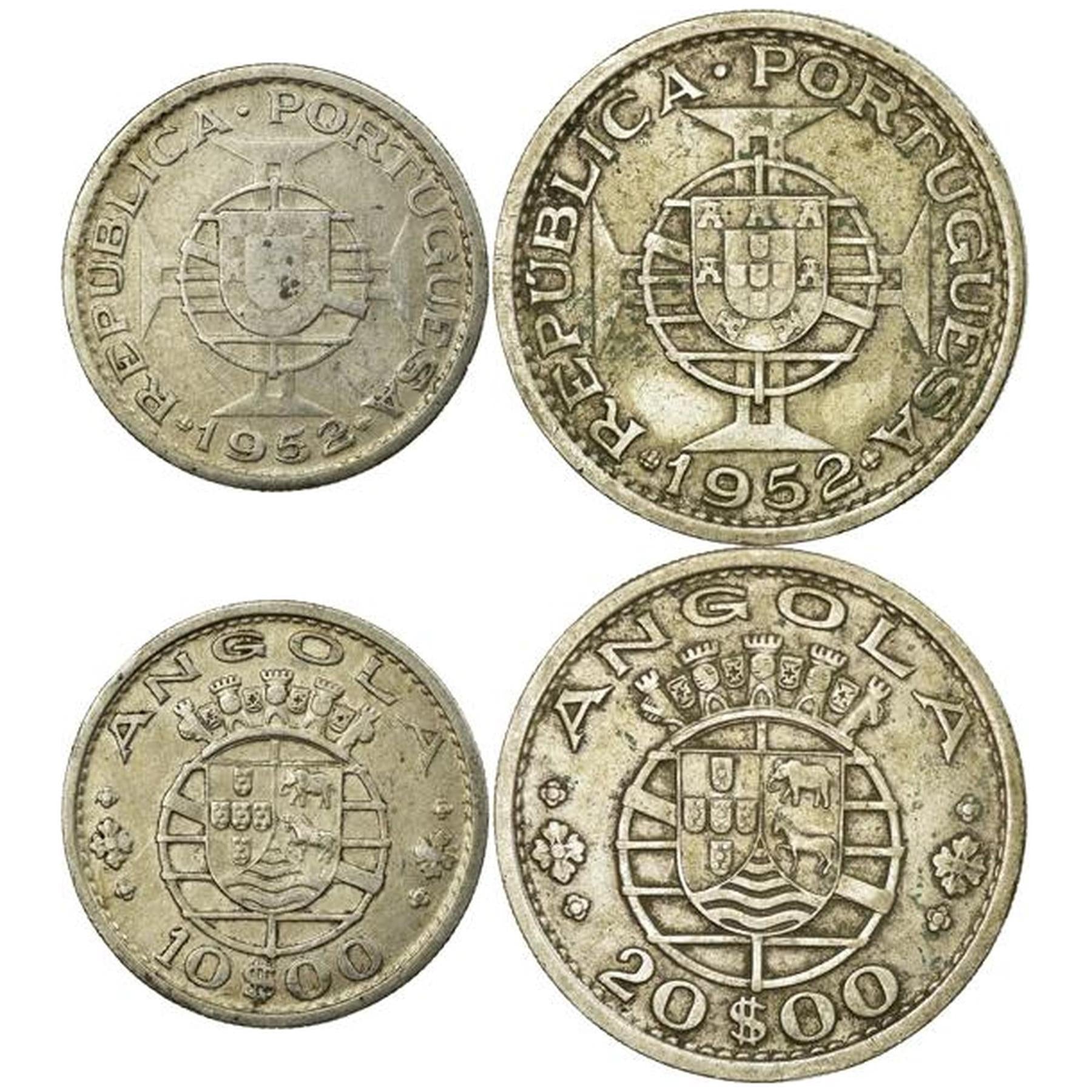 Angola | 2 Coin Set | 10 20 Escudos | 1952 - 1955