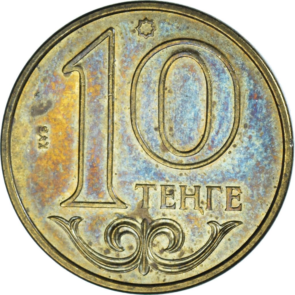 Kazakhstan | 10 Tenge Coin | Brass Plated Steel | Coat of Arms | KM:25.1a | 2016 - 2018