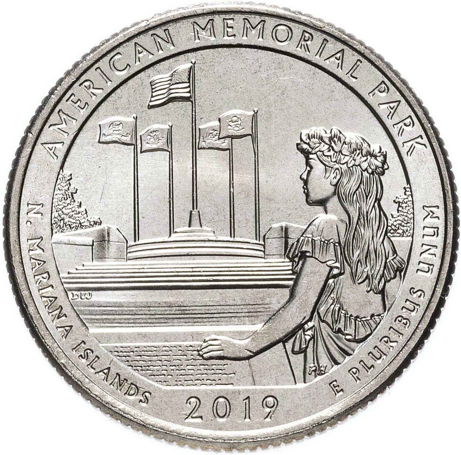 United States | ¼ Dollar Coin | Copper-nickel clad copper | American Memorial Park, Northern Mariana Islands | KM:695 | 2019