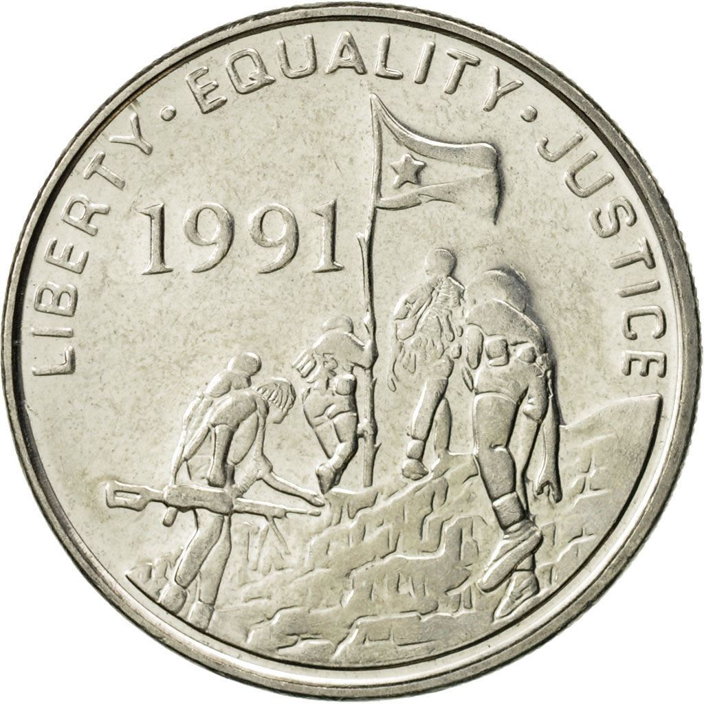 Érythrée | Pièce de 50 cents | Grand Koudou | Soldats | Drapeau | Km : 47 | 1997