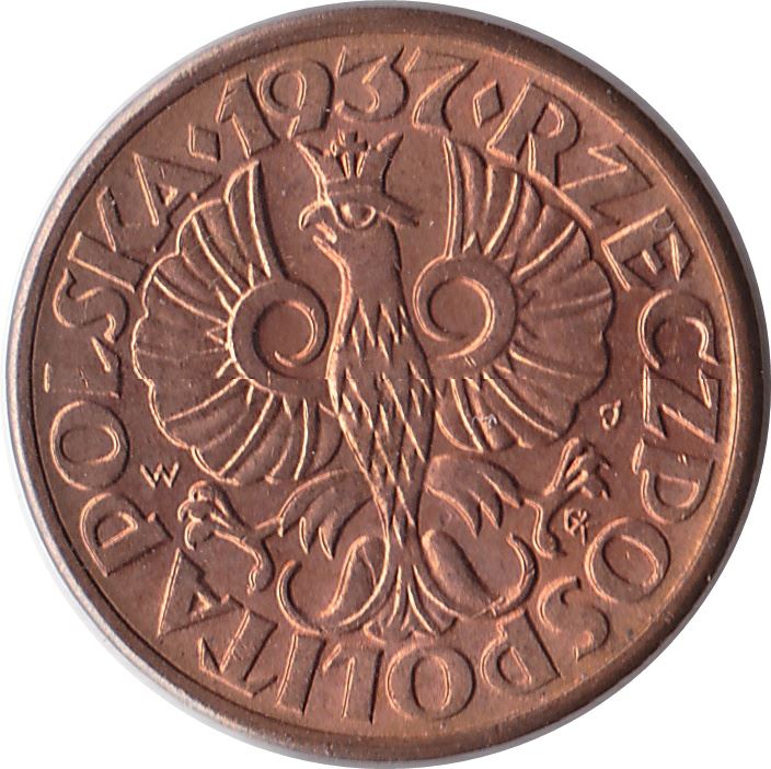 Poland | 1 Grosz | Eagle | KM8a | 1923 - 1939