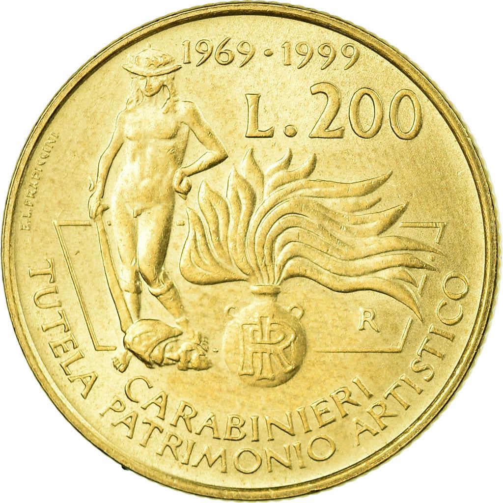 Italy | 200 Lire Coin | Carabinieri | Km:218 | 1999