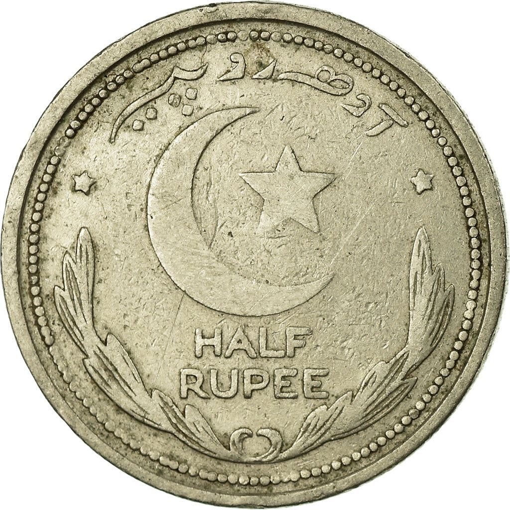 Pakistan | 1/2 Rupee Coin | Crescent Moon | Km:6 | 1948 - 1951