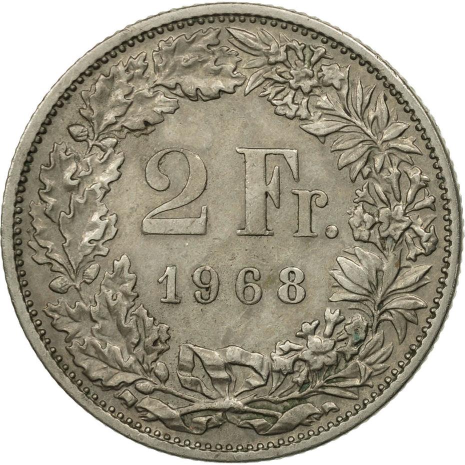 Switzerland | Swiss | 2 Francs Coin | Helvetia | KM21a | 1968 - 2021