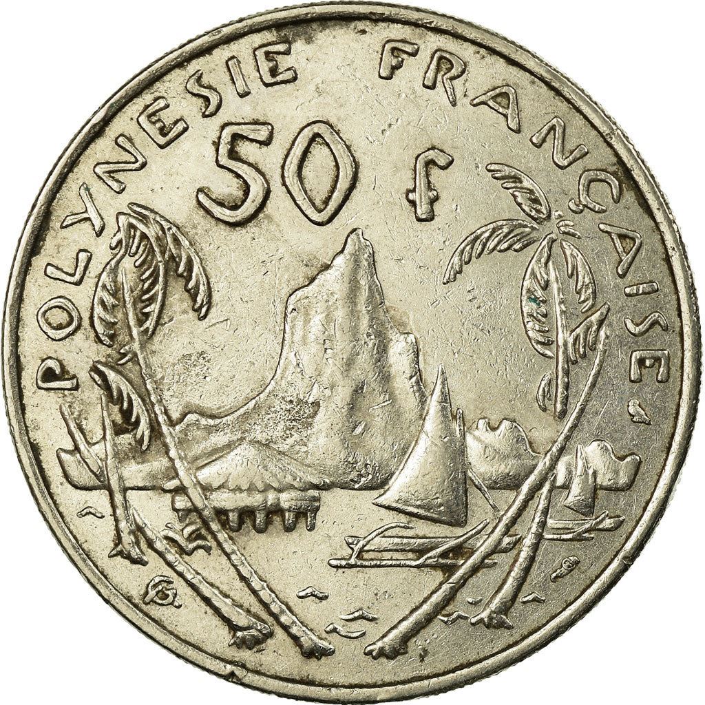 French Polynesia 50 Francs Coin | Marianne | Phrygian Cap | Moorea Harbor | KM7 | 1967