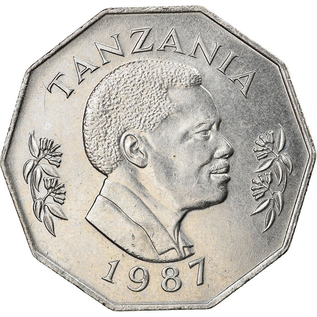 Tanzania | 5 Shilingi Coin | Bananas | Maize | Cattle | Grains | Km:23 | 1987 - 1989