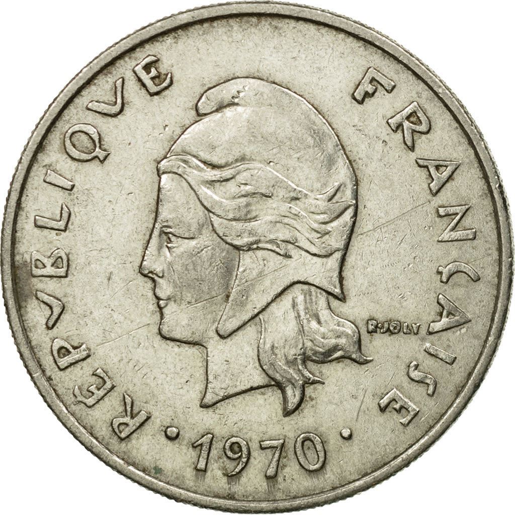 New Hebrides | 20 Francs Coin | Marianne | Native Mask | Snails | Km:3.1 | 1967 - 1970