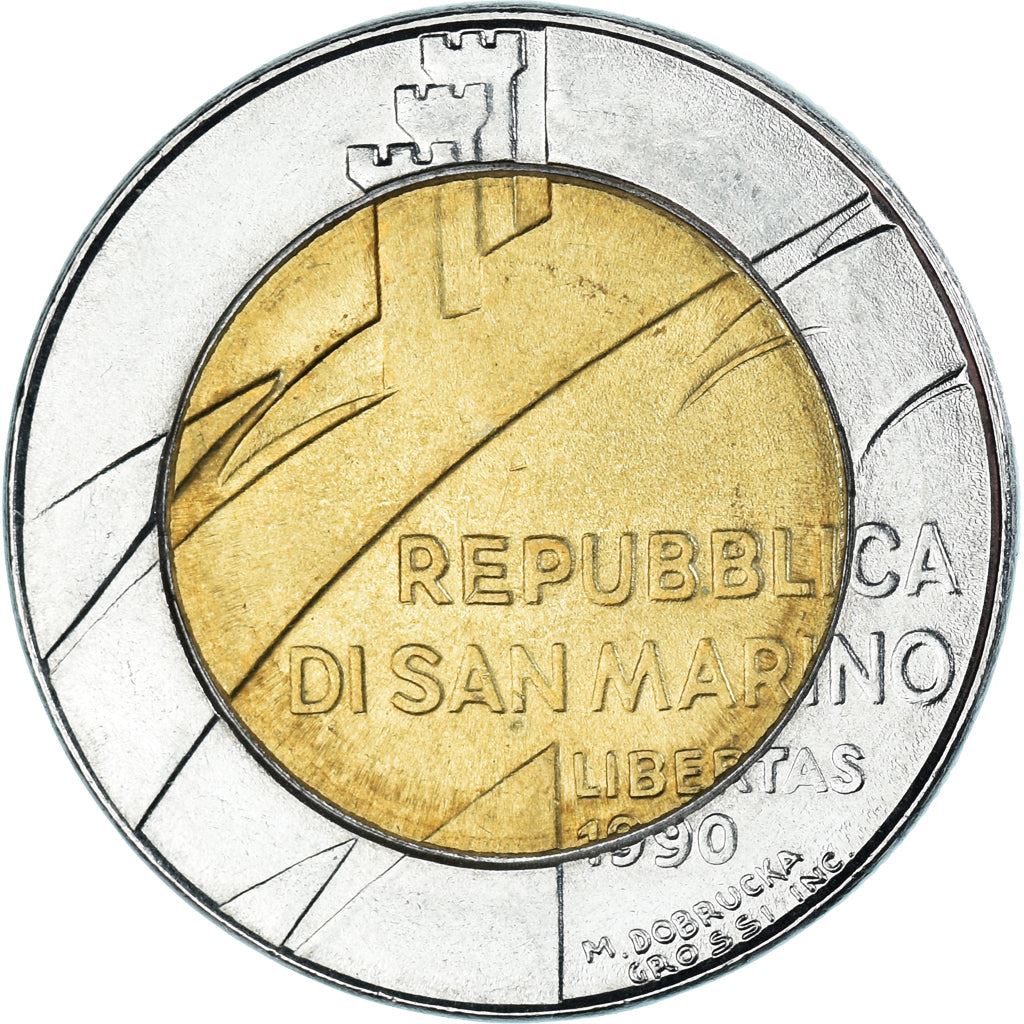 San Marino | 500 Lire Coin | Anniversary of San Marino | Km:256 | 1990