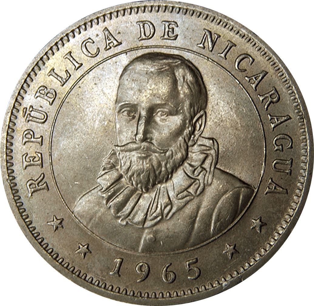 Nicaragua Coin Nicaraguan 25 Centavos Coin | Francisco Hernandez de Cordoba | Volcanoe | KM18 | 1939 - 1974