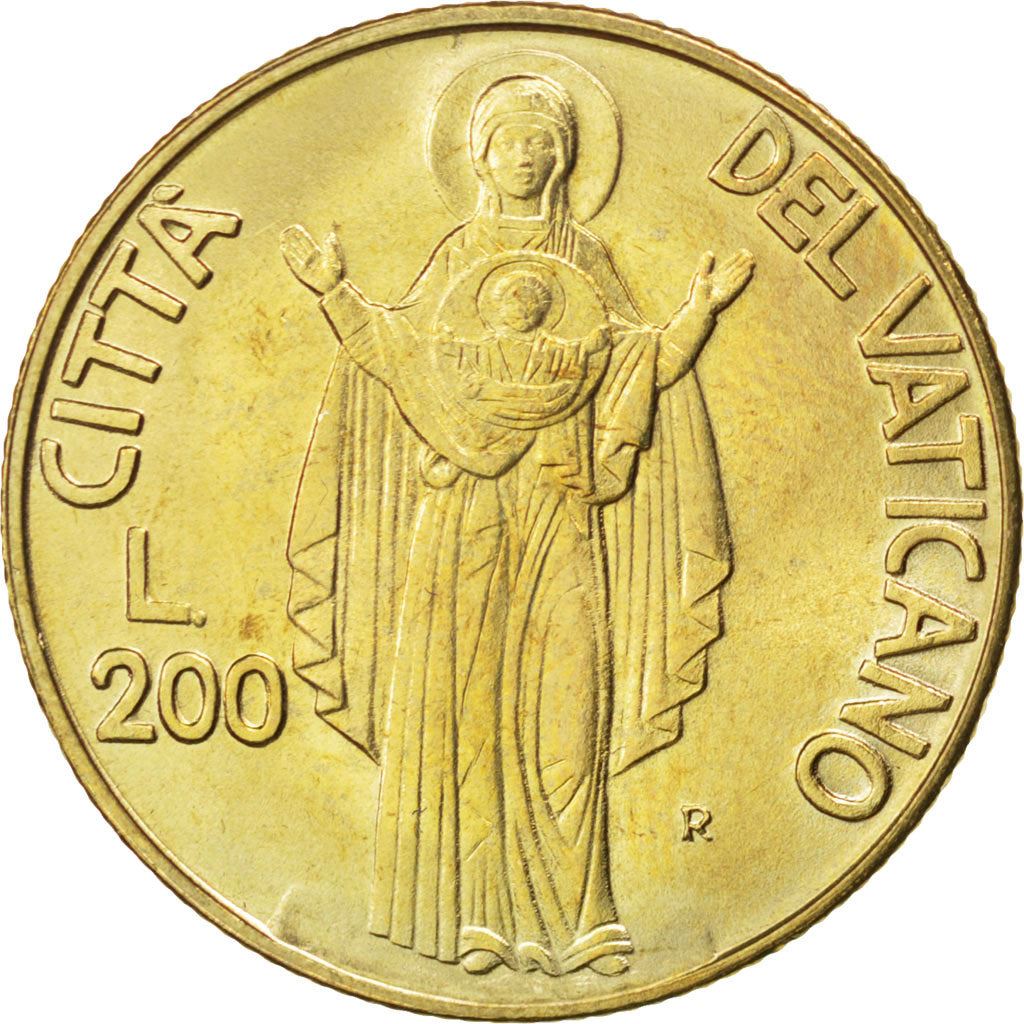 Vatikanstaten | 200 Lire-mønt | Johannes Paul II | Km:224 | 1990