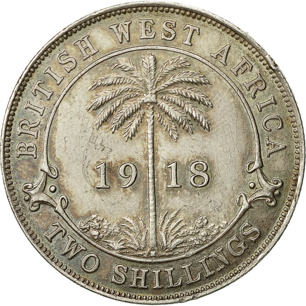 British West Africa | 2 Shillings Coin | Palm Tree | George V | Km:13 | 1913 - 1920